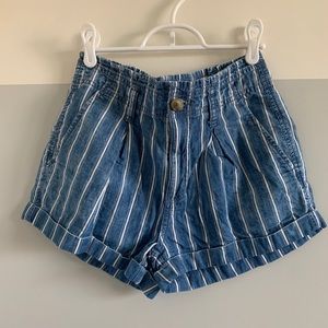 paper bag pinstriped shorts